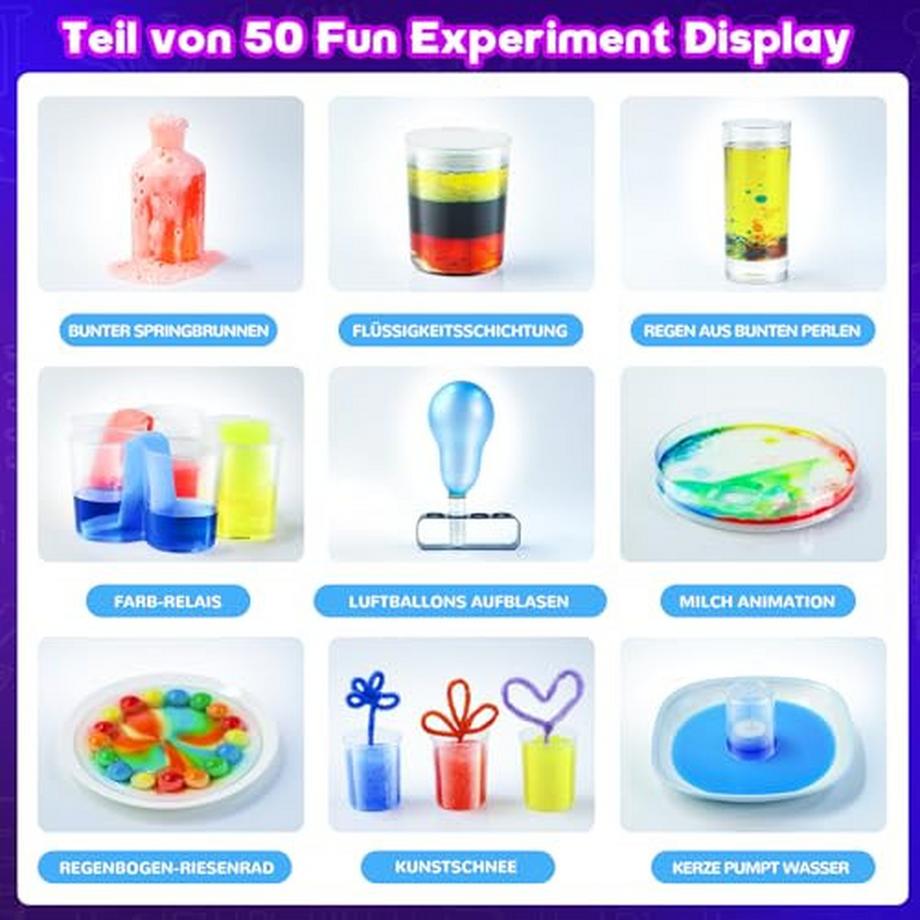 Activity-board  50 wissenschaftliche Experimente Kit, pädagogische Wissenschaft Spielzeug, Chemie-Set, Kristallwachstum, Vulkanausbruch 