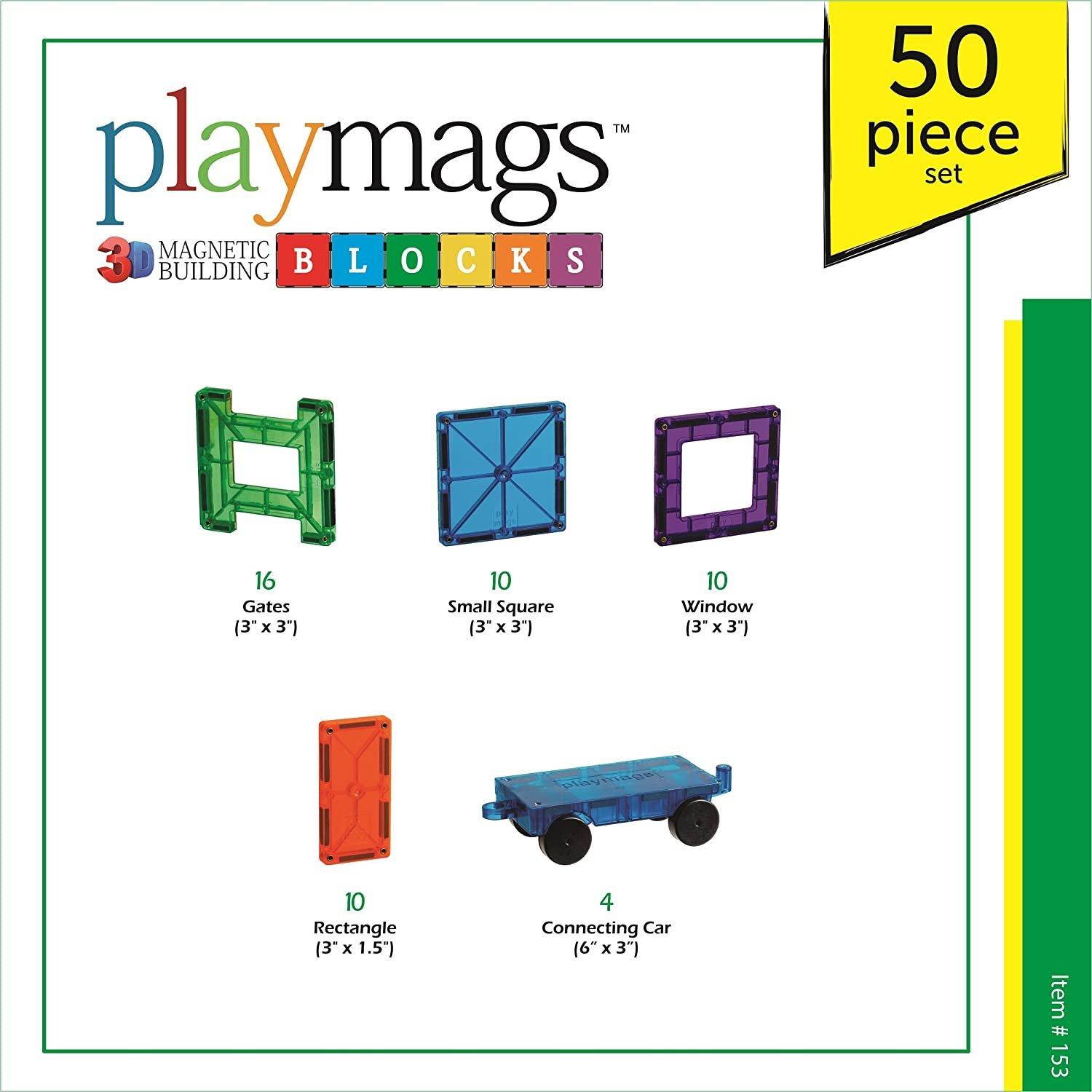 Playmags  Magnetisches Spiele-Set 50 Stk. inkl. 4 Autos 