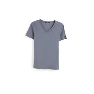 Bellemere New York  T-shirt in cotone con grande scollo a V 160G 