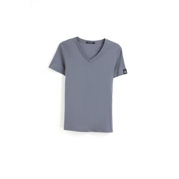 Grand T-Shirt aus Baumwolle mit V-Ausschnitt, 160 g