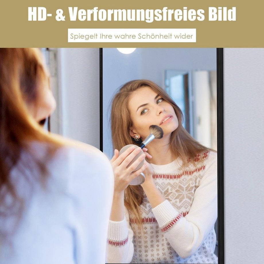 Northix Hängespiegel Ganzkörperspiegel mit Rahmen 120 x 37 x 2 cm Schwarz  