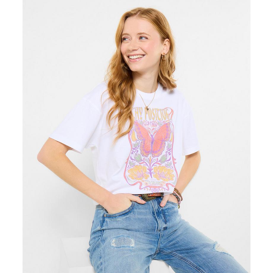 T-shirt ample à motif papillon