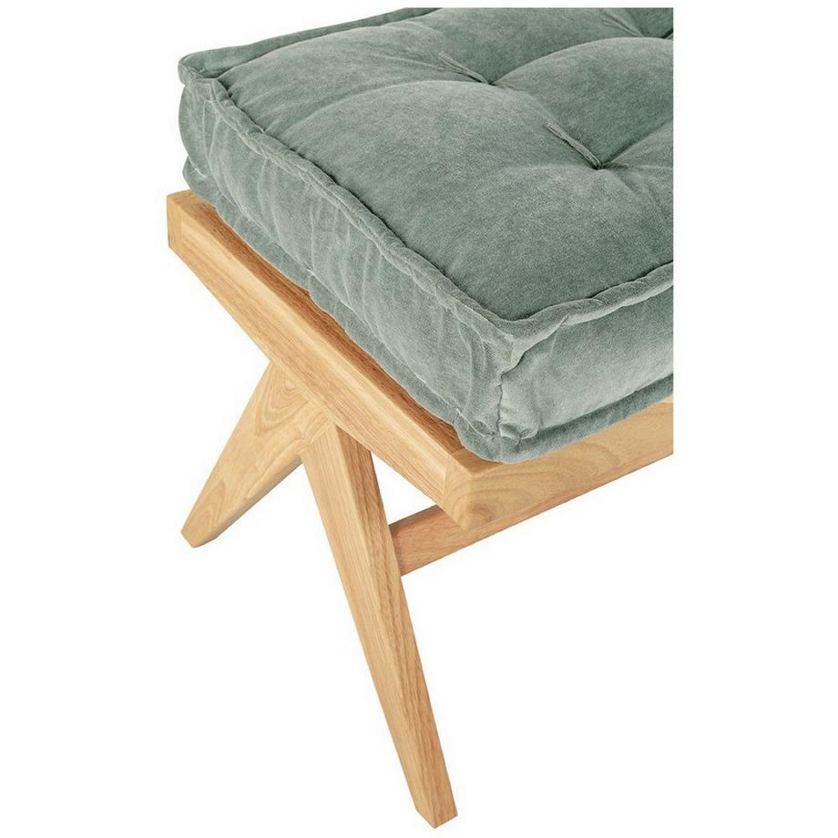 Blanc d'Ivoire Banc Mena bois clair velours vert patine 150  