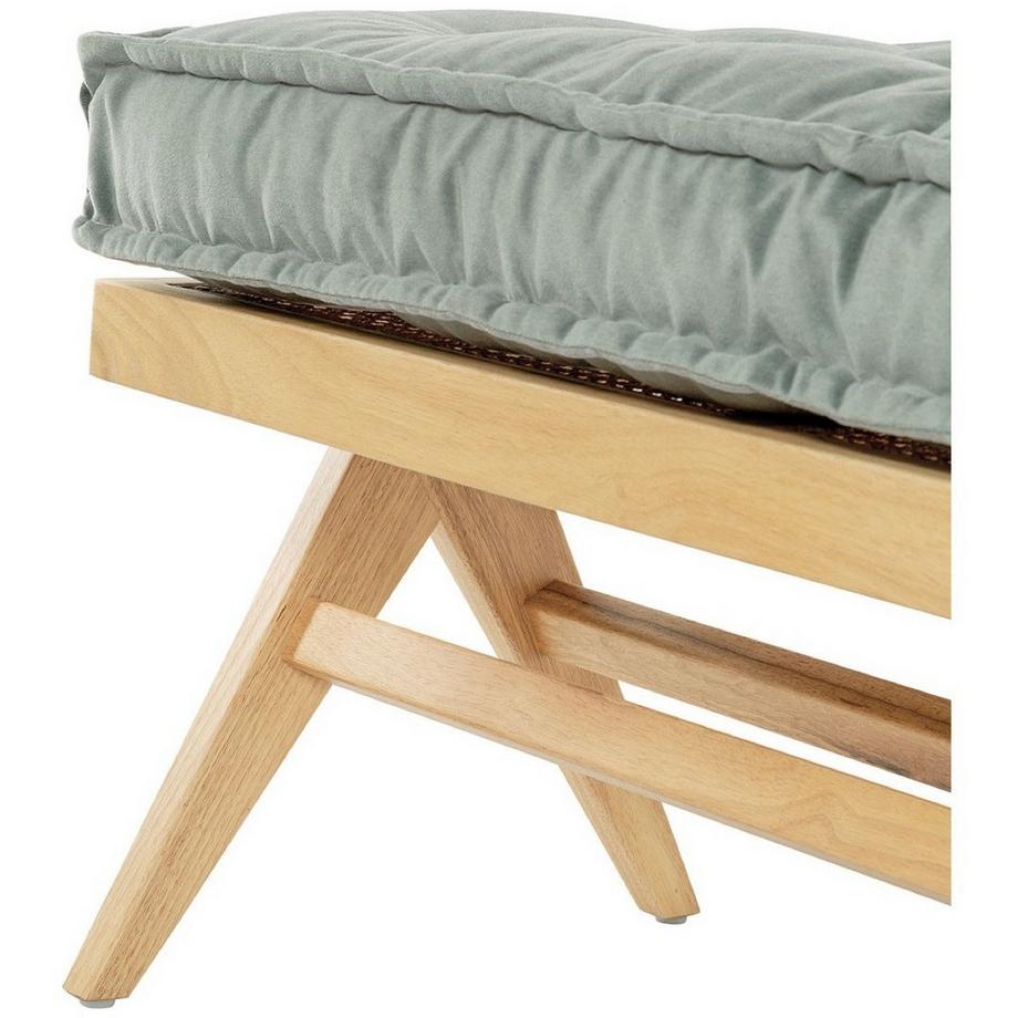 Blanc d'Ivoire Banc Mena bois clair velours vert patine 150  