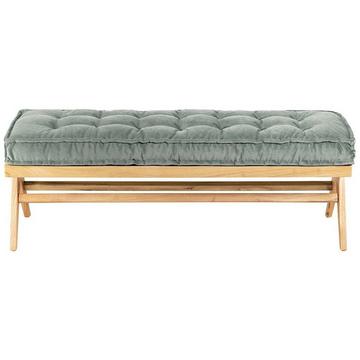Banc Mena bois clair velours vert patine 150