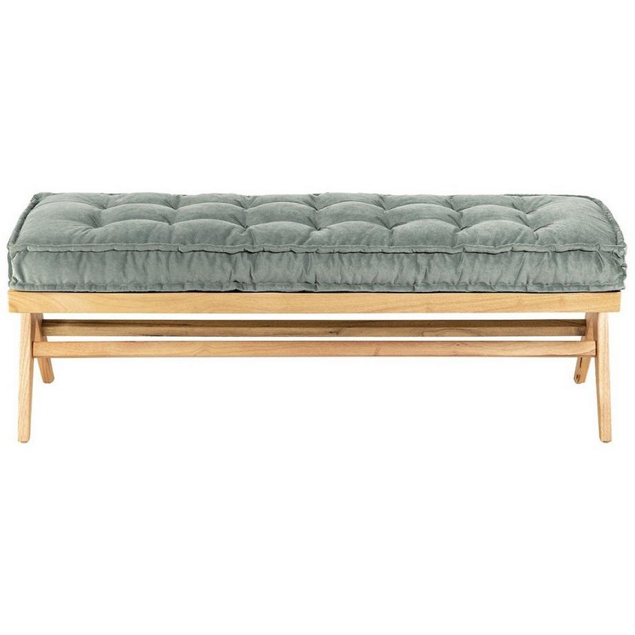 Blanc d'Ivoire Banc Mena bois clair velours vert patine 150  