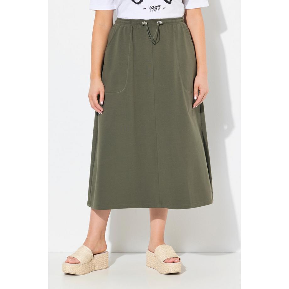 Ulla Popken Sweat Midirock Smokbund A-Linie Taschen  