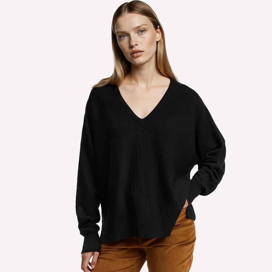 V-Ausschnitt-Pullover aus Feinstrick