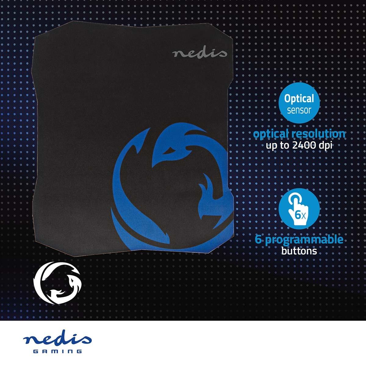 Nedis  Tapis de souris gaming | Caoutchouc / Microfibre | Noir 