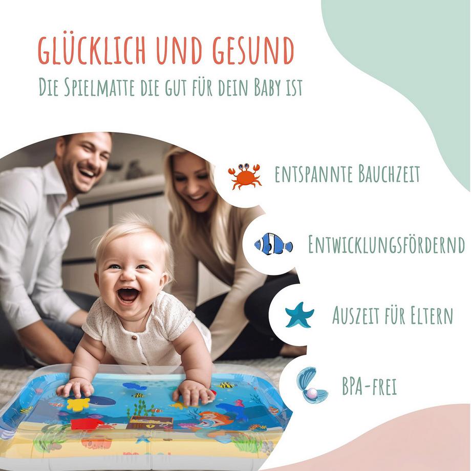 Activity-board  Wasser Matte Baby BPA frei - Bauchlage Spielzeug Baby, Wasser Spielmatte 