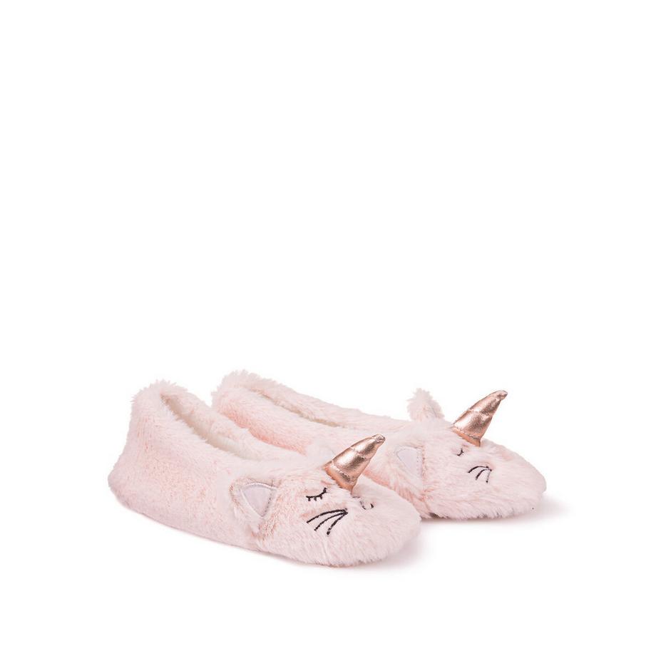 La Redoute Collections  Webpelz-Hausschuh  Katze mit Einhorn 