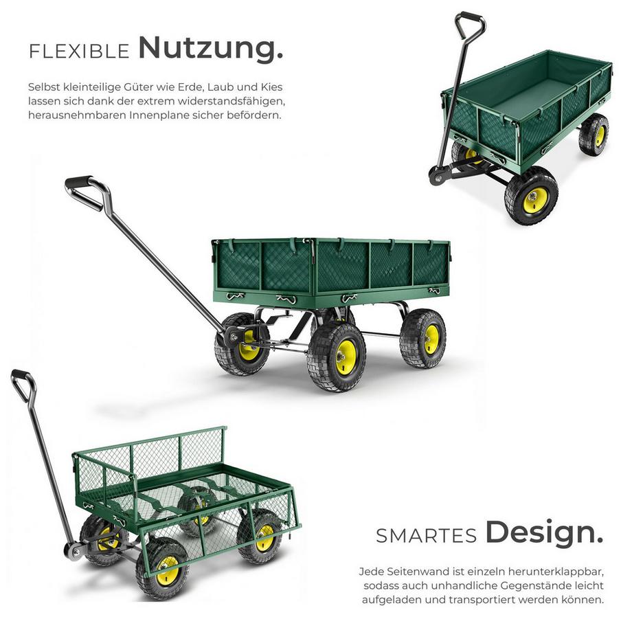Tectake  Chariot de jardin et de transport  avec des parois latérales rabattables 