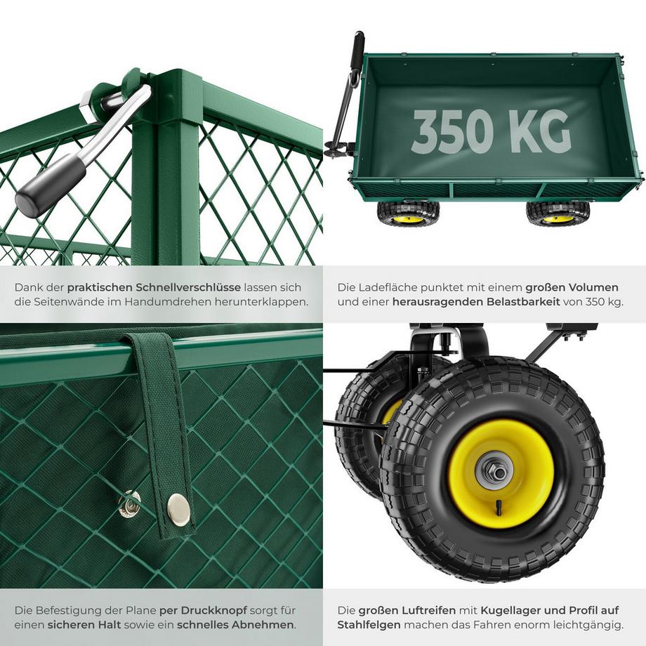 Tectake  Chariot de jardin et de transport  avec des parois latérales rabattables 