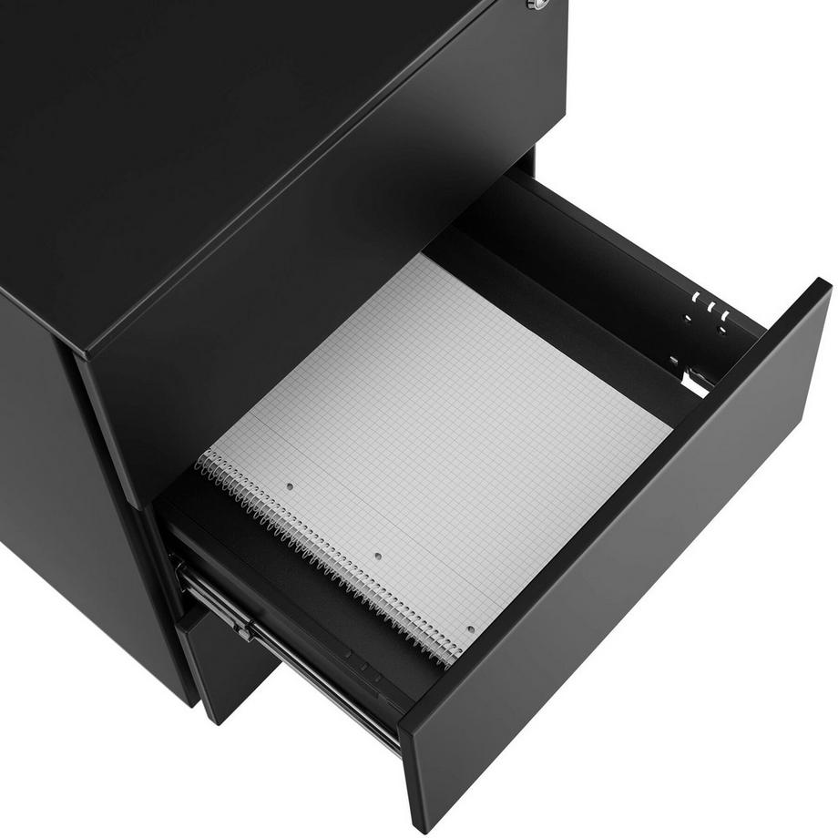 Tectake Aktenrollschrank Magna aus pulverbeschichtetem Stahl mit 3 Schubladen  