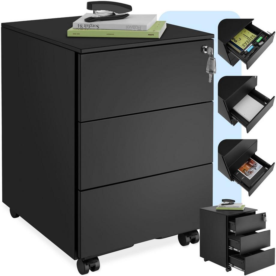 Tectake Aktenrollschrank Magna mit 3 abschliessbaren Schubladen  