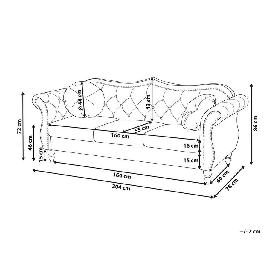 Beliani 3 Sitzer Sofa aus Samtstoff  SKIEN  