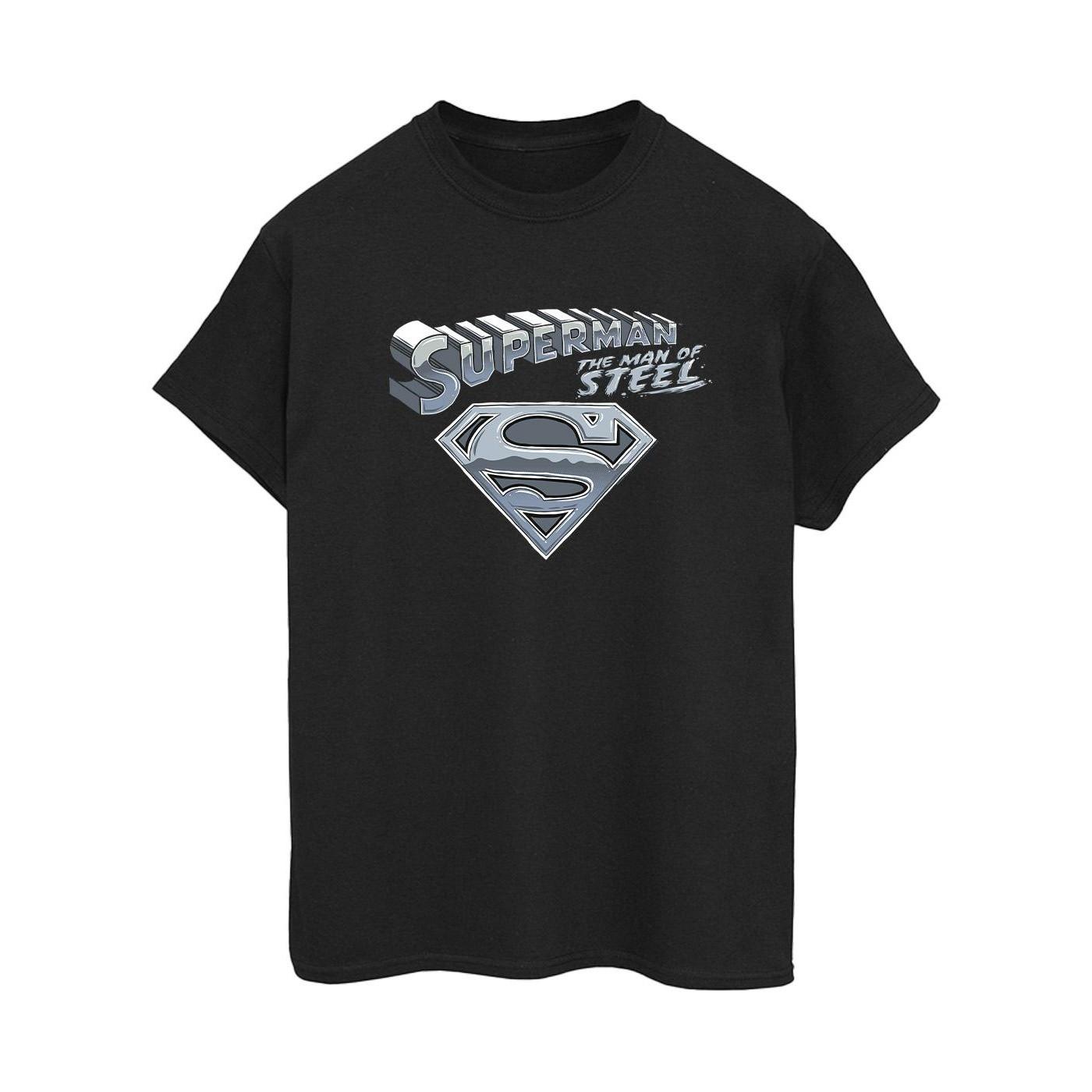 Image of Superman The Man Of Steel Tshirt Damen Schwarz L