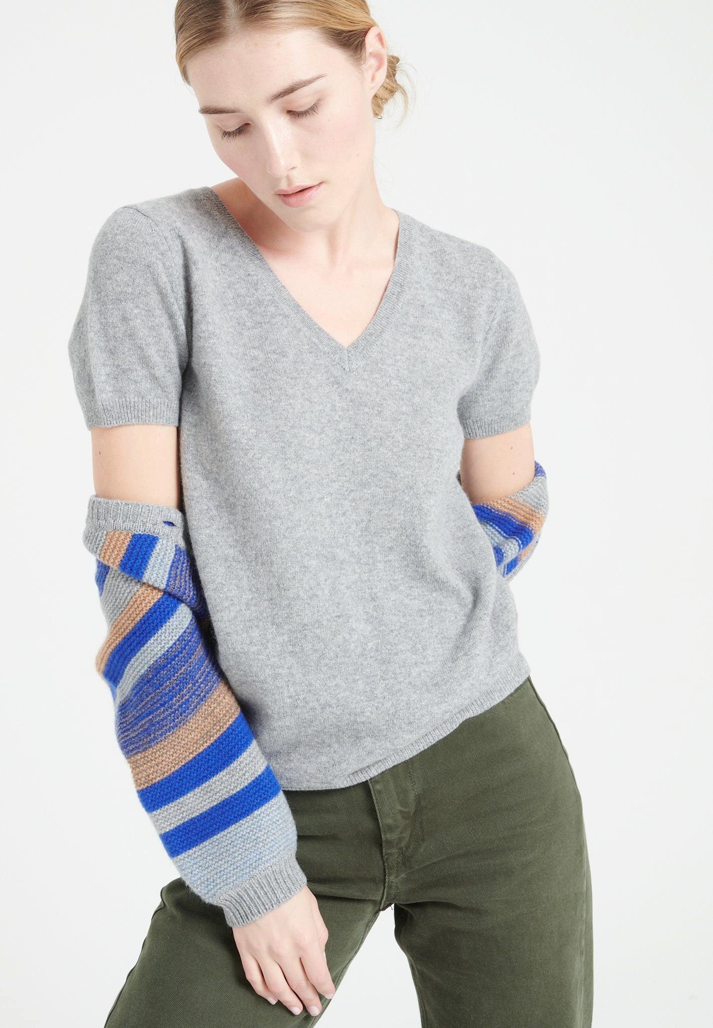 Studio Cashmere8 LILLY 14 Pullover V-Ausschnitt Kurzarm  