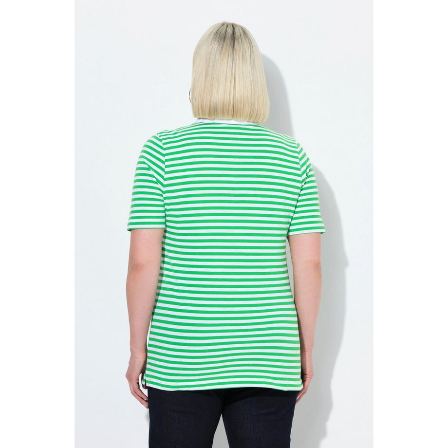 Ulla Popken Polo Classic Fit Piqué Righe Mezze Maniche  