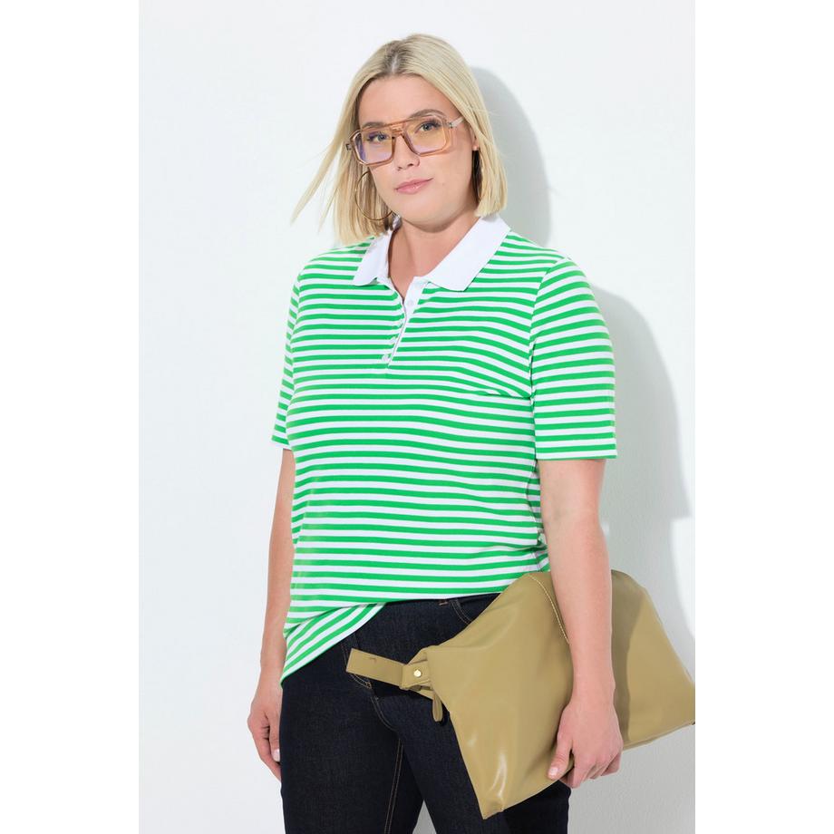Ulla Popken Polo Classic Fit Piqué Righe Mezze Maniche  