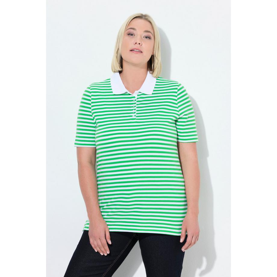 Ulla Popken Polo Classic Fit Piqué Righe Mezze Maniche  