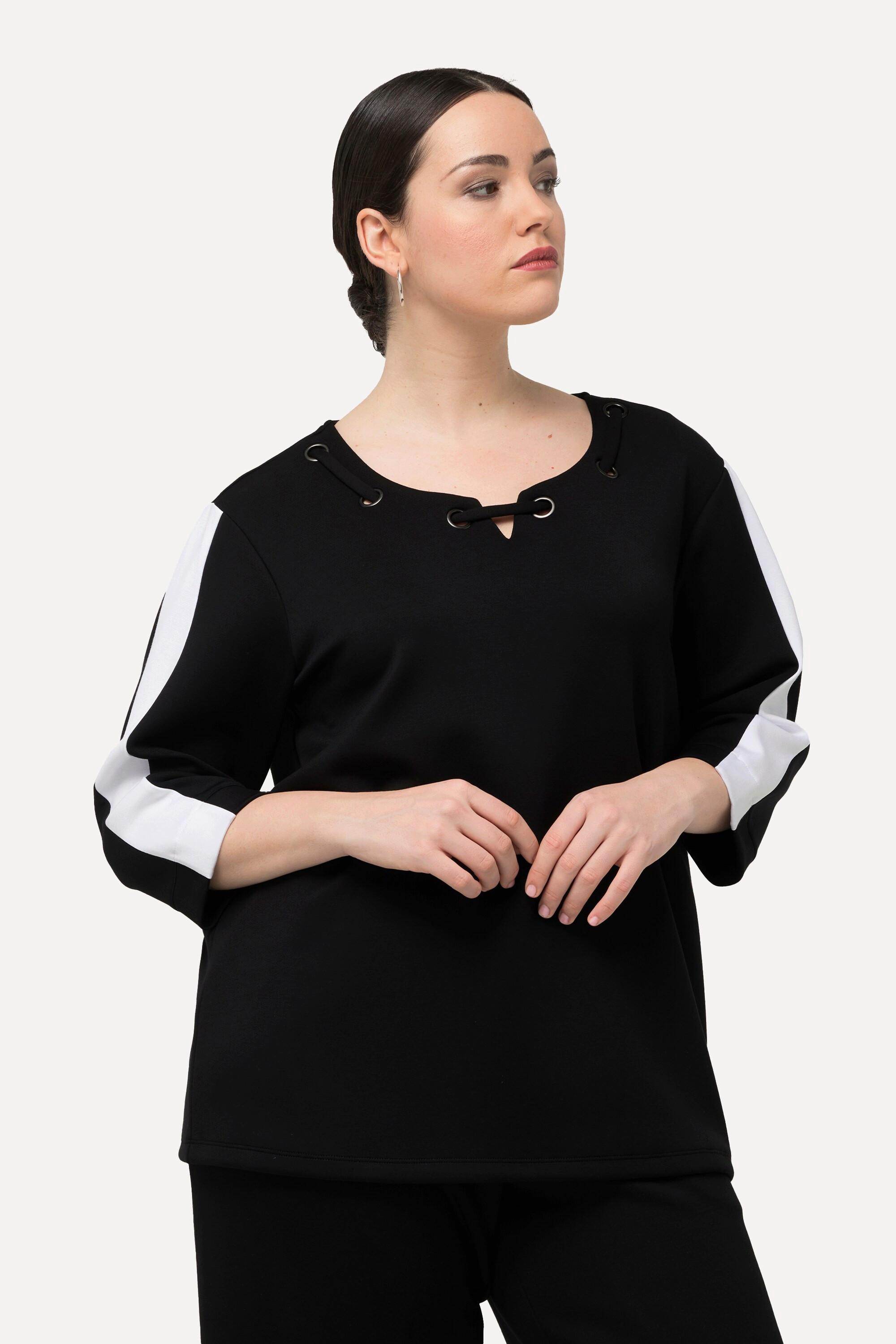 Ulla Popken Sweat-shirt Œillets Col Rond Manches 3/4  