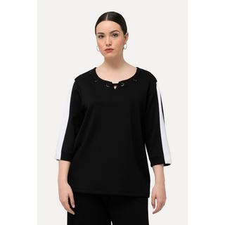 Ulla Popken Sweat-shirt Œillets Col Rond Manches 3/4  
