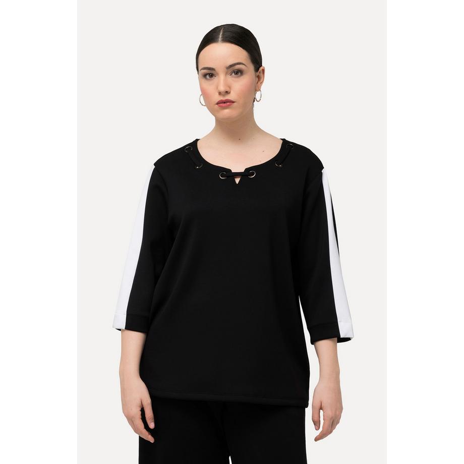 Ulla Popken Sweatshirt Ösen Rundhals 3/4 Arm  