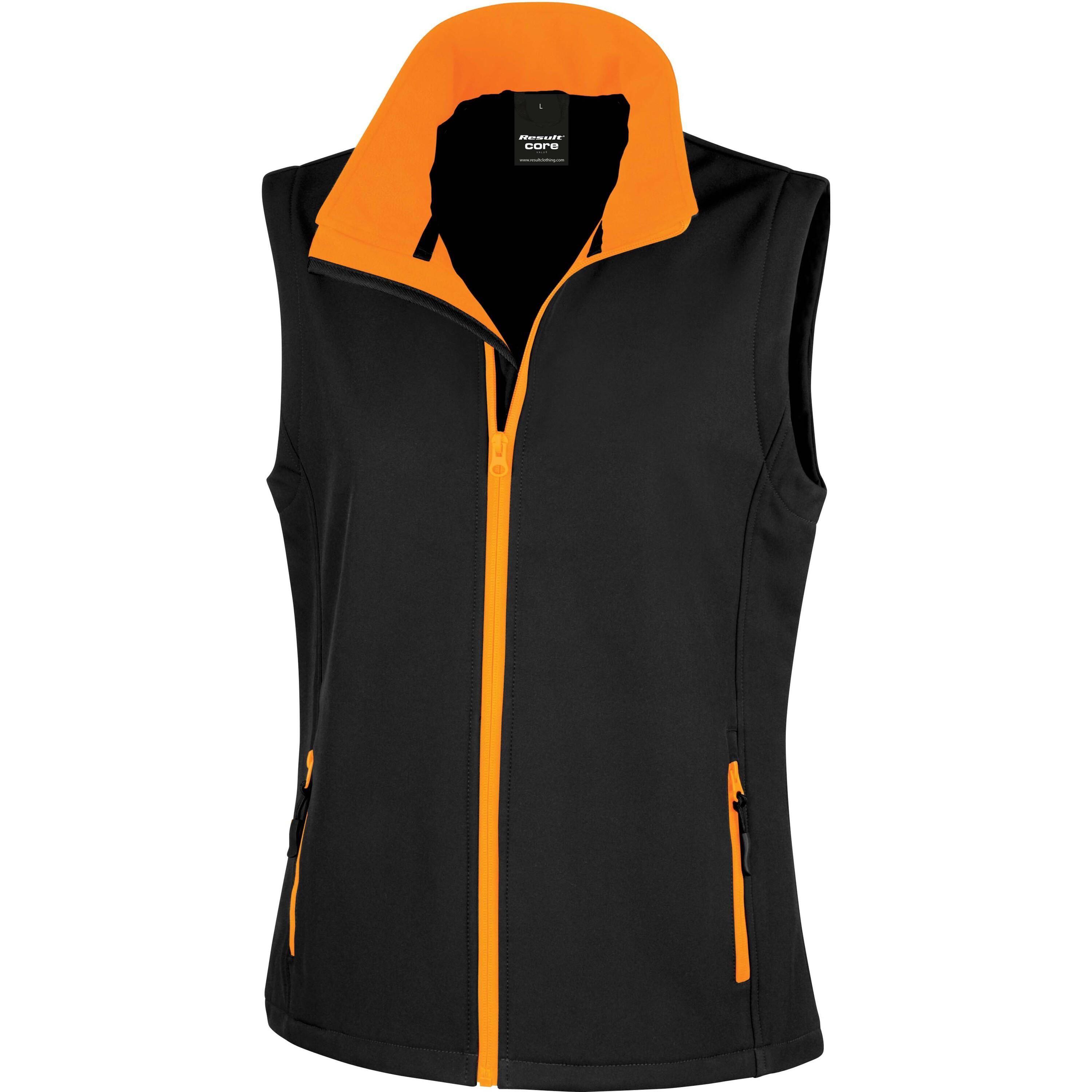 Image of Ärmellose Damenjacke Softshell Damen Schwarz / Orange XL