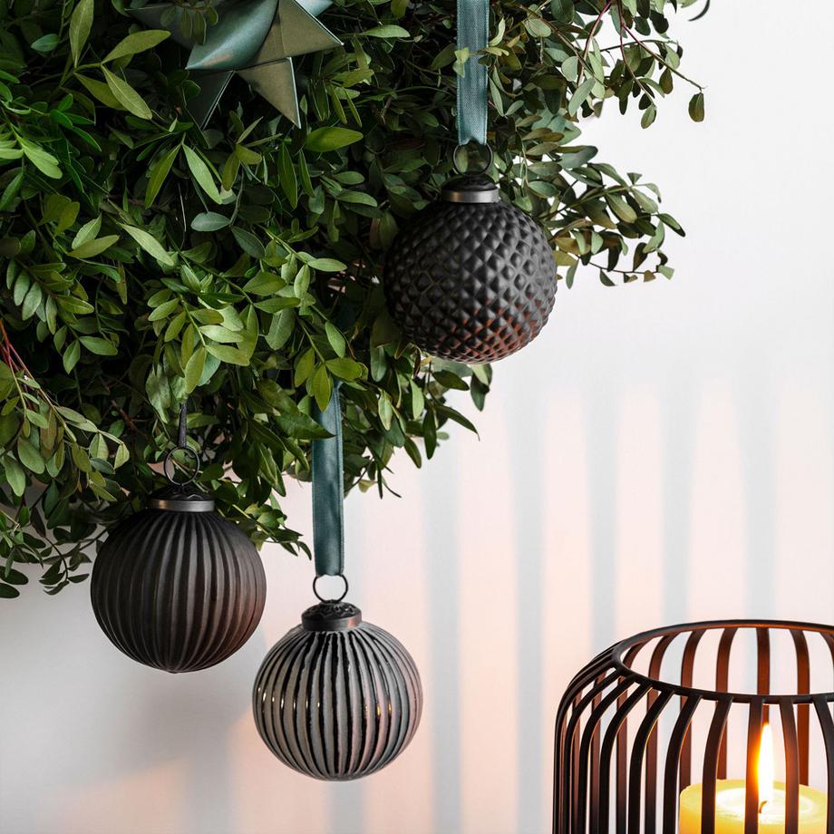 Villeroy&Boch  Glas-Weihnachtskugeln 3tlg. Black XMAS 