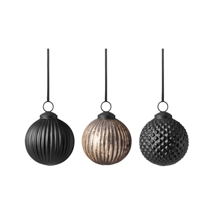 Villeroy&Boch  Glas-Weihnachtskugeln 3tlg. Black XMAS 