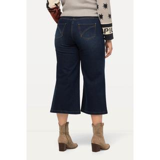 Ulla Popken  Culottes di jeans modello Mary con taglio della gamba ampio e cintura comoda 