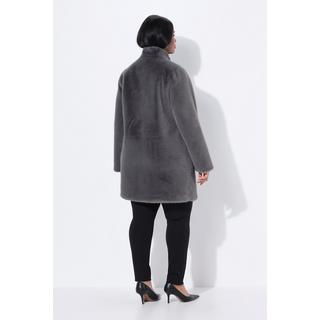 Ulla Popken Webpelz Kurzmantel A-Linie Stehkragen Druckknöpfe  