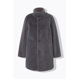 Ulla Popken Webpelz Kurzmantel A-Linie Stehkragen Druckknöpfe  