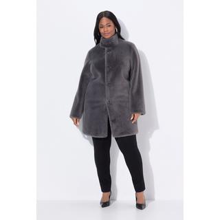 Ulla Popken Webpelz Kurzmantel A-Linie Stehkragen Druckknöpfe  