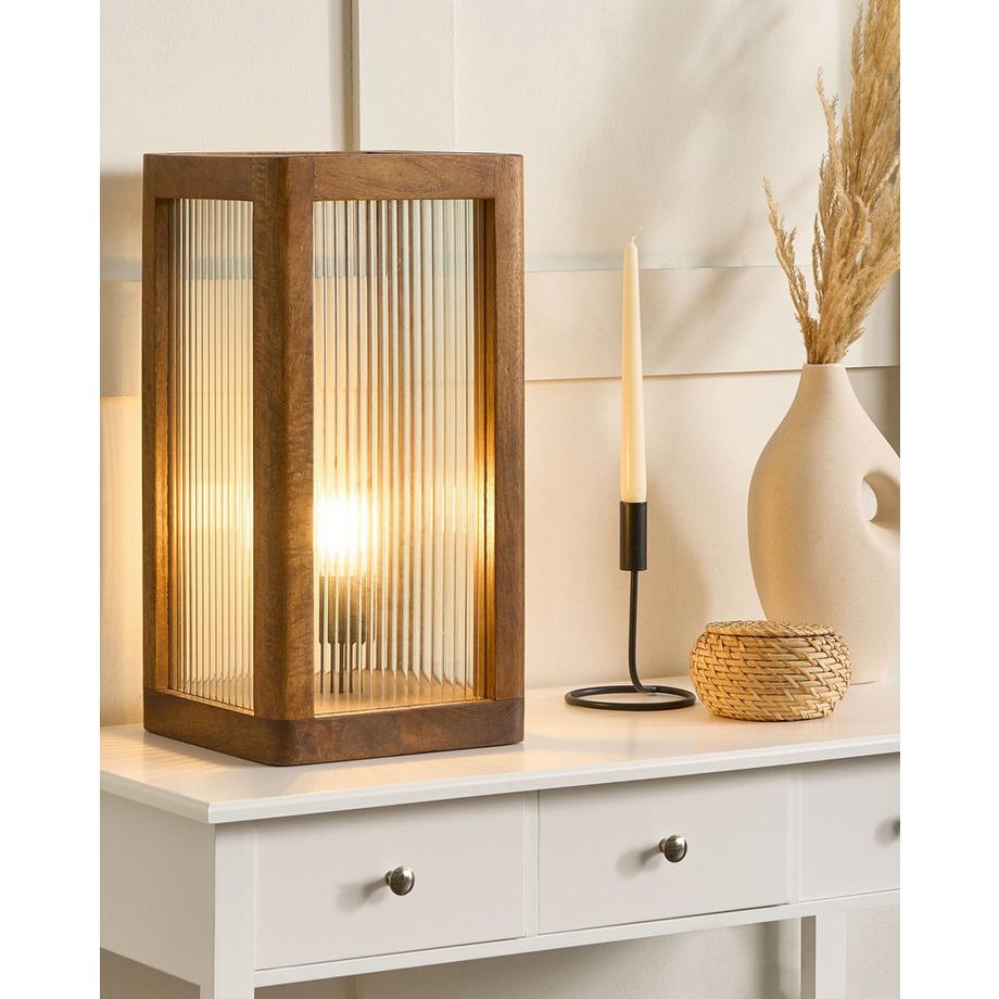 Beliani Lampe à poser en Manguier  KOLIDAM  