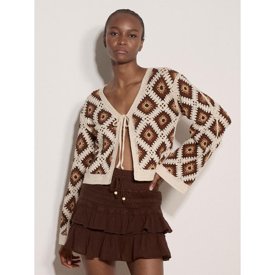 APRICOT Cardigan Uncinetto Motivo Diamante  