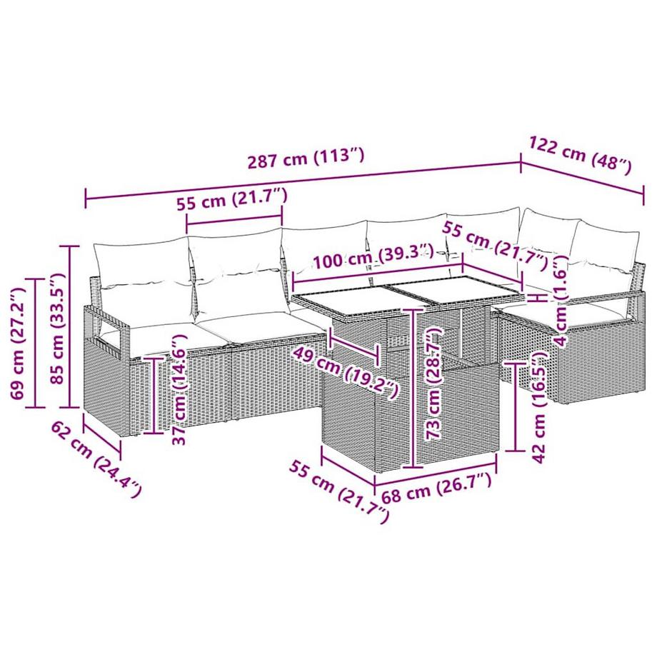 VidaXL Set di Mobili da Giardino Polyrattan  