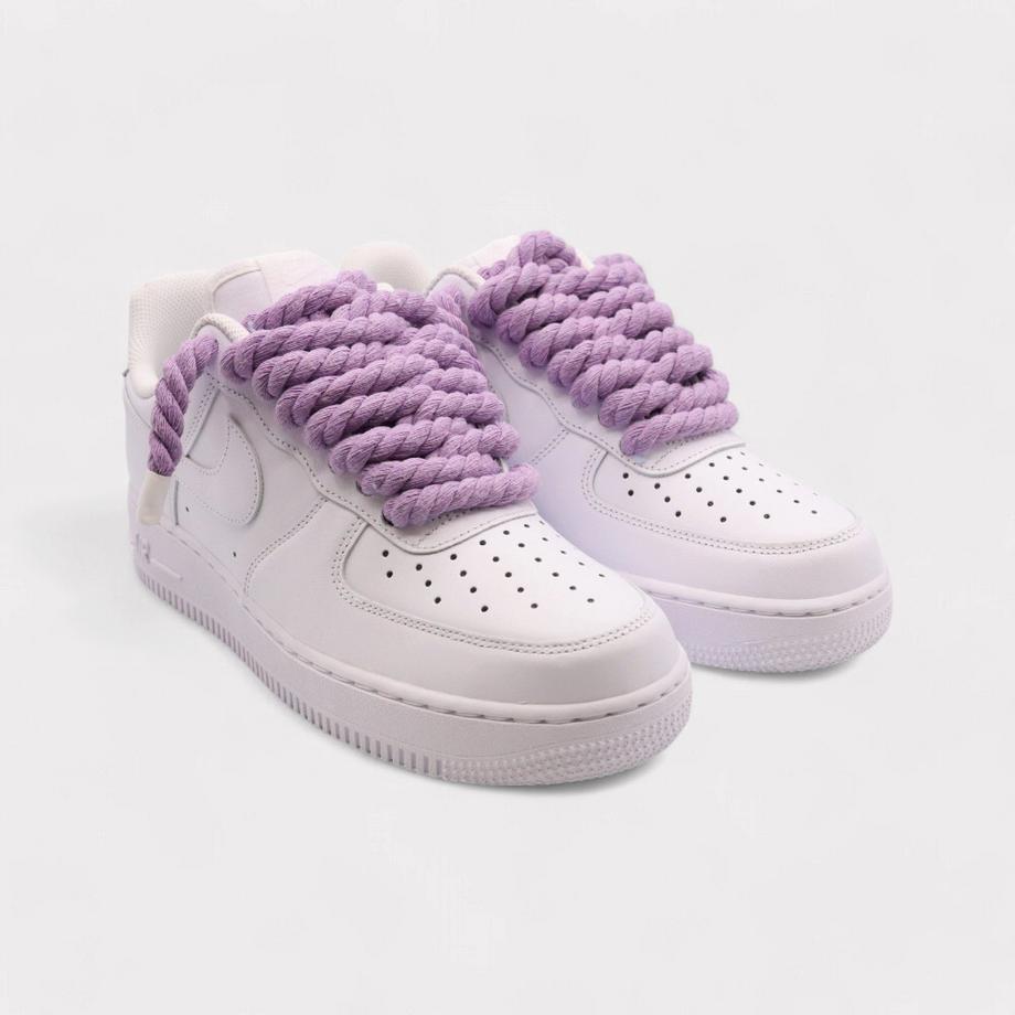 NIKE Air Force 1 White Rope Lace Light Violet Sneaker  