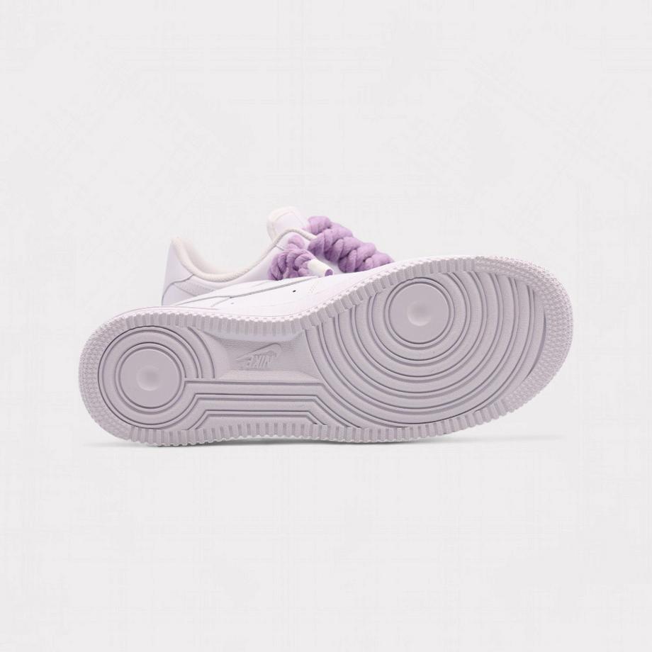 NIKE Air Force 1 White Rope Lace Light Violet Sneaker  