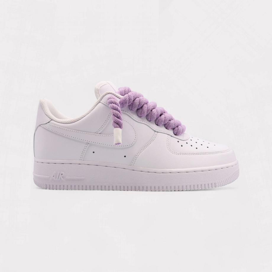 NIKE Air Force 1 White Rope Lace Light Violet Sneaker  