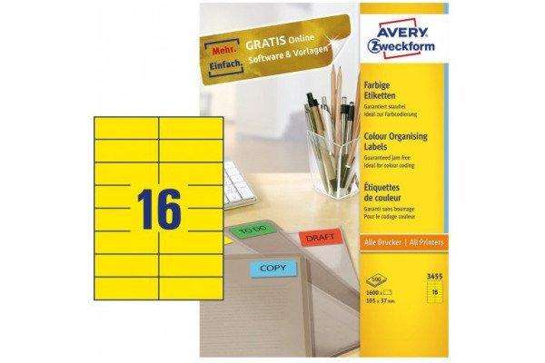 Avery-Zweckform AVERY ZWECKFORM Etiketten 105x37mm 3455 Universal, gelb 100Bl./16St.  