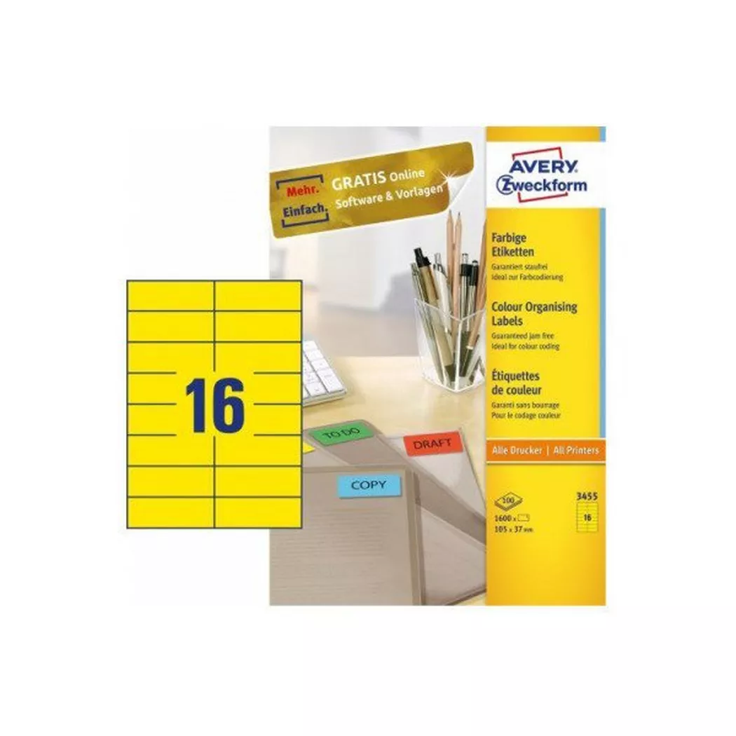 Avery-Zweckform – AVERY ZWECKFORM Etiketten 105x37mm, 16St., One Size, Gelb Bunt