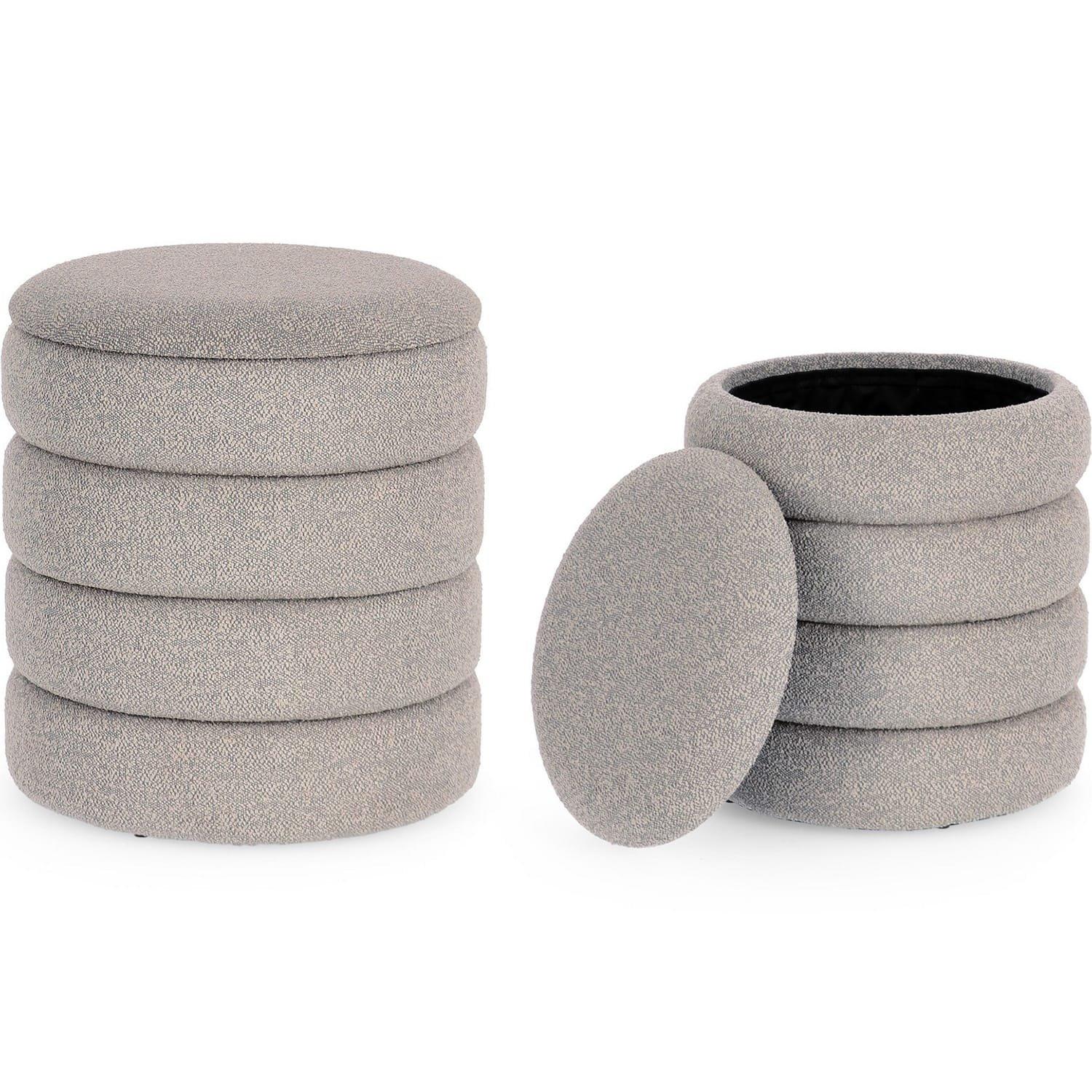 mutoni Pouf con contenitore Katerina grigio chiaro (set da 2)  