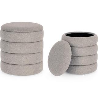 mutoni Pouf avec récipient Katerina gris clair (lot de 2)  