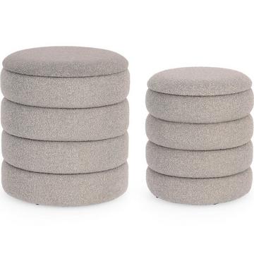 Pouf con contenitore Katerina grigio chiaro (set da 2)