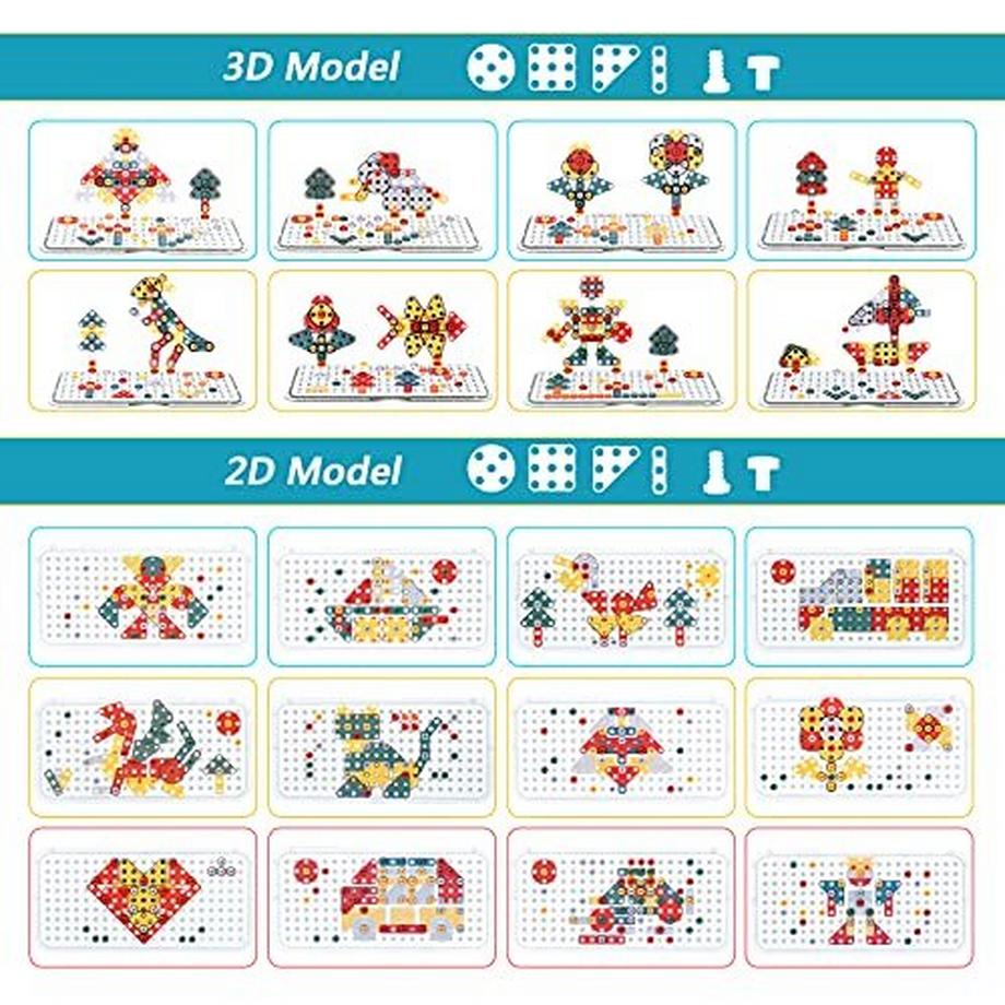 Activity-board  Steckspiel Mosaik Werkzeugkasten Spielzeug mit Bohrer, Werkzeugkasten für Kinder 