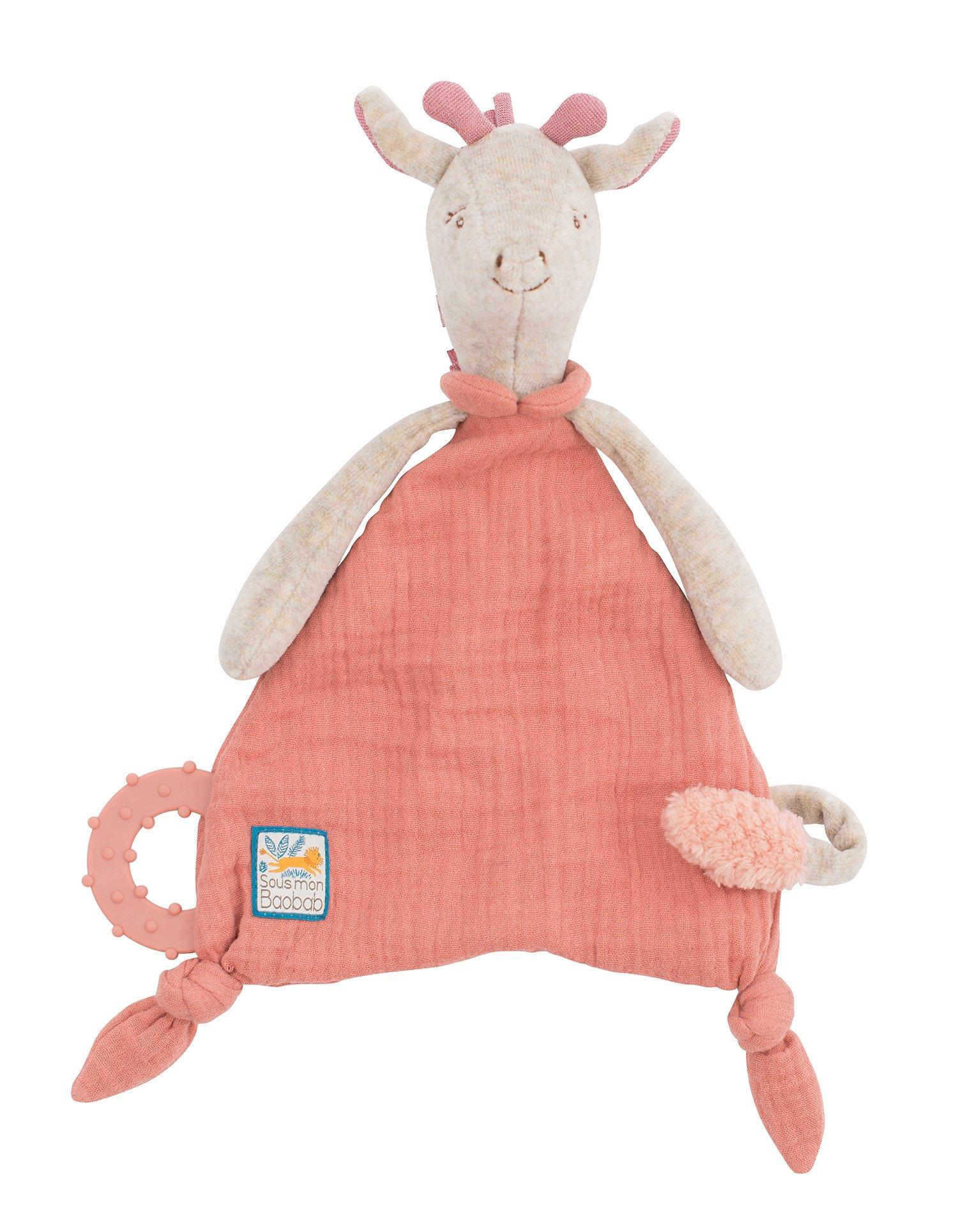 Image of Sous mon Baobab, Kuscheltuch Giraffe mit Nuggihalterung und Silikonring Multicolor