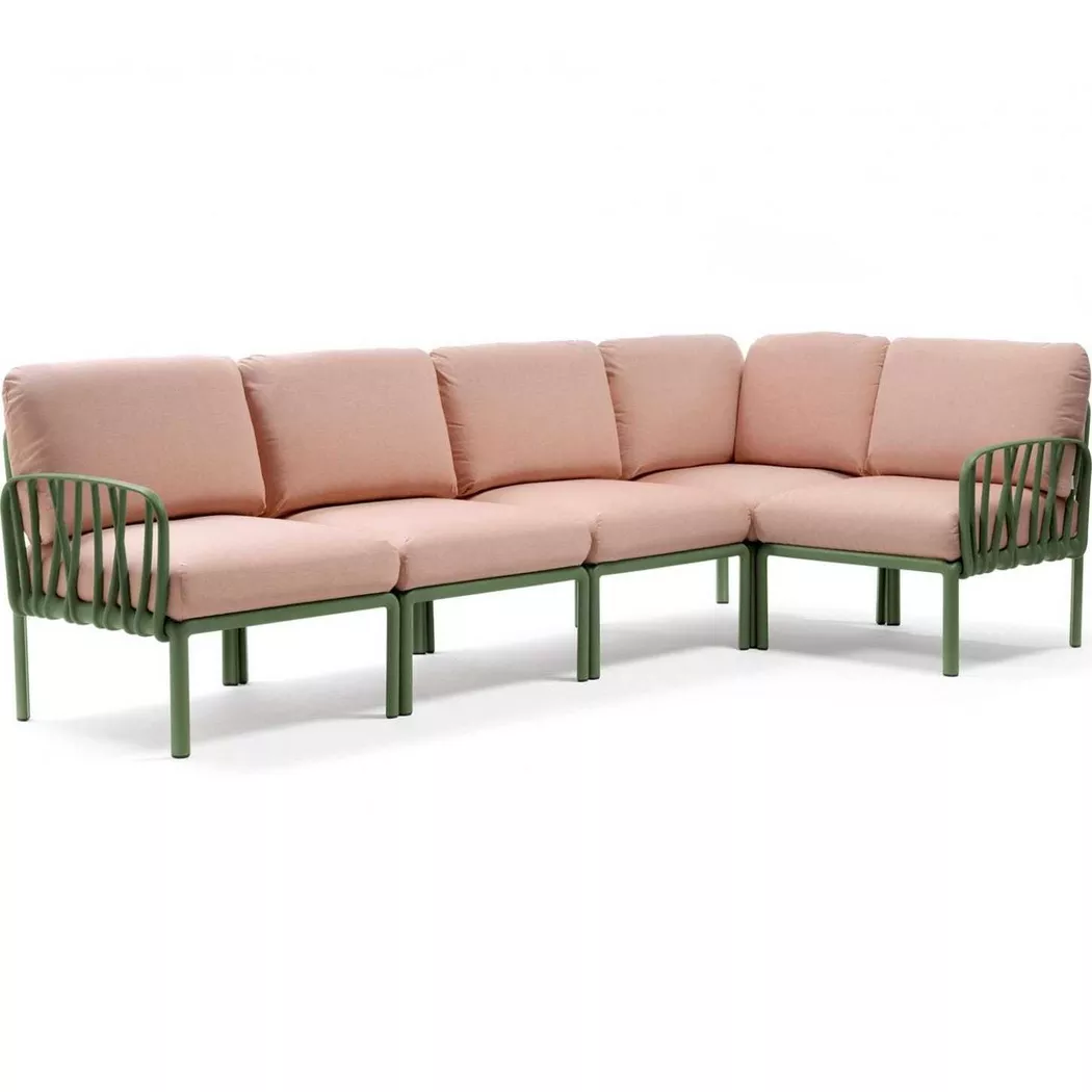 NARDI KOMODO, 5-teiliges Gartensofa; Farbkombination: Rosa Quarzo/Agave