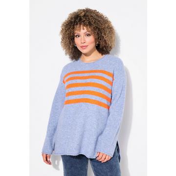 Pull rayé, col rond et manches longues, bords roulottés